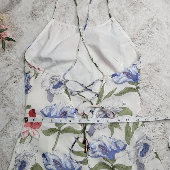 By The Way Large Floral Print White Sleeveless High Neck Mini Dress Size XS - Picture 12 of 13